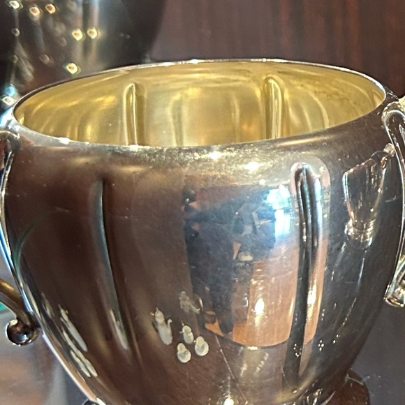 Vintage Arts Co Sugar Bowl 3" High & Creamer Silver-plated Armor SIlver Set of 2 - Picture 11 of 13